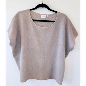 Cyrus Womens XL Taupe Knit Dolman Batwing Short Sleeve Pullover Sweater Top